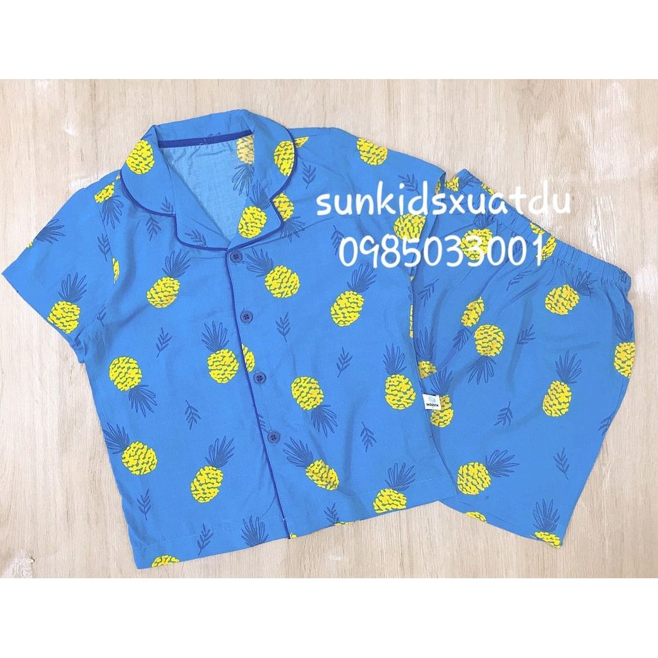 Bộ Pijama xuất Hàn dứa xanh chất lụa đẹp