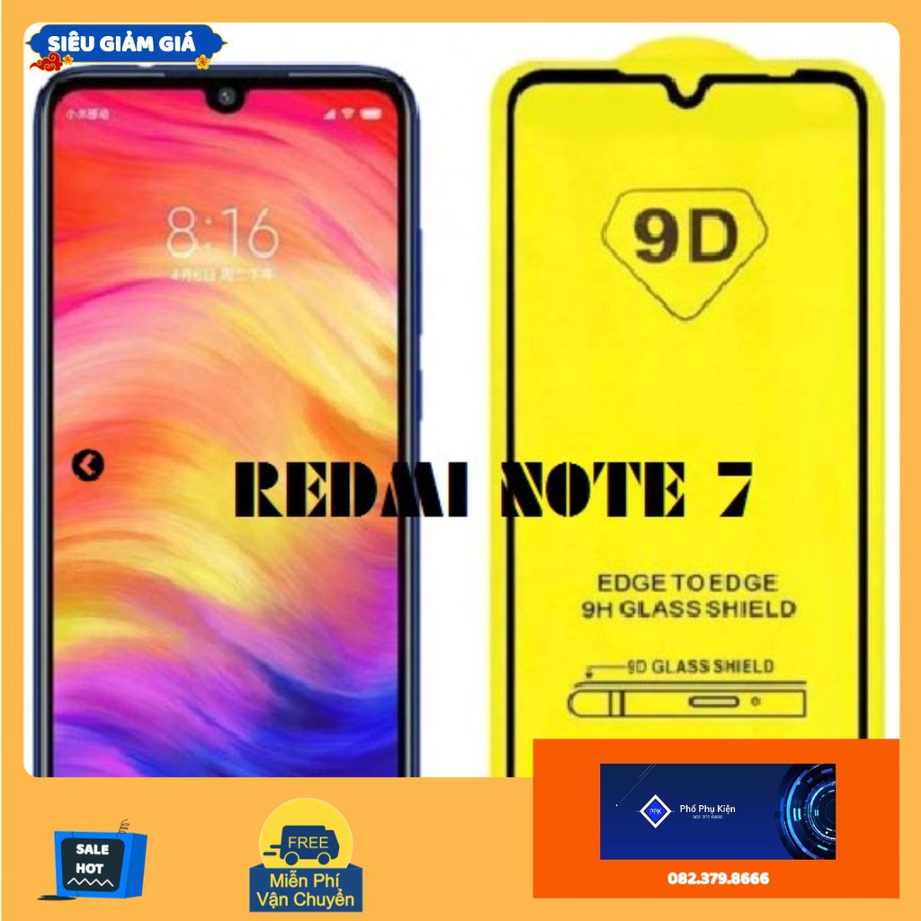 Kính cường lực Xiaomi Redmi Note 7 pro note 8 pro note 9 pro note 10 pro Full Màn hình 9D