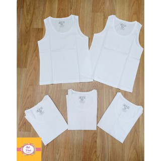 Áo thun/áo phông cotton ba lỗ trắng mặc nhà Fany từ 1 đến 18 ( 7kg đến 75kg)