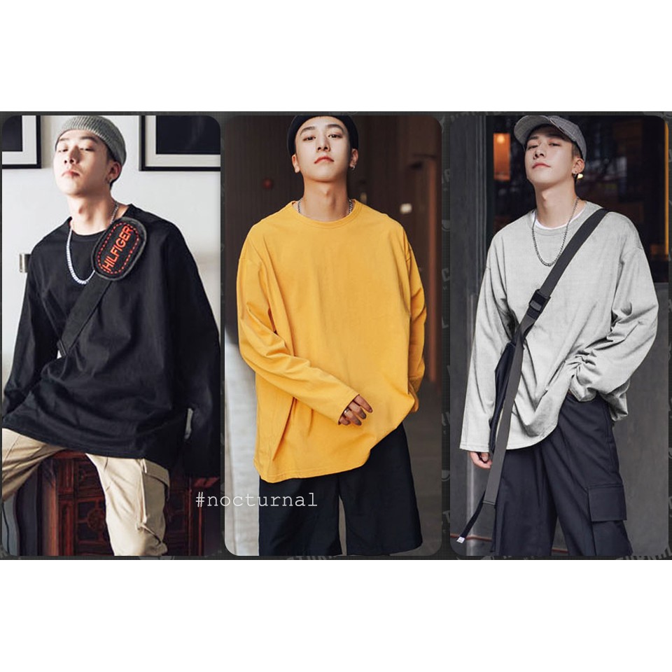 Áo Thun Nam Tay Dài Phong cách Dạo Phố 2021 Xẻ Tà Unisex Nocturnal (4 màu: Đen, Trắng, Vàng, Choco)