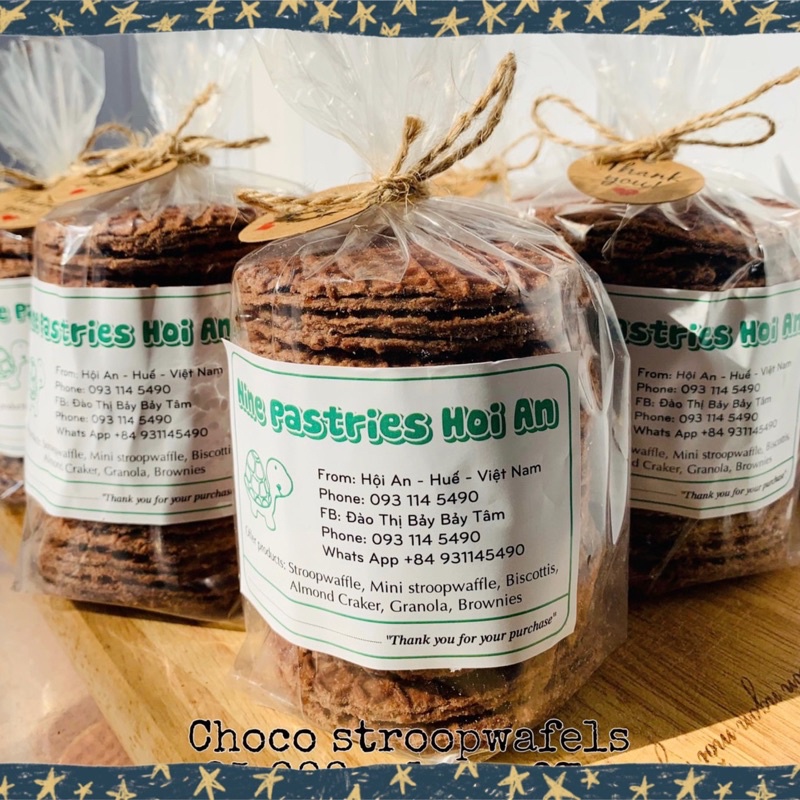 Stroopwafels sô-cô-la ( BÁNH MỀM ) , Bánh quế nướng Hà Lan homemade 350g - Nhà Nine