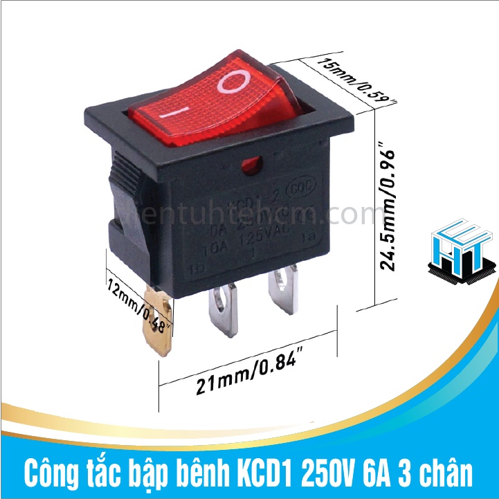 Công tắc bập bênh KCD1 250V 6A 3 chân
