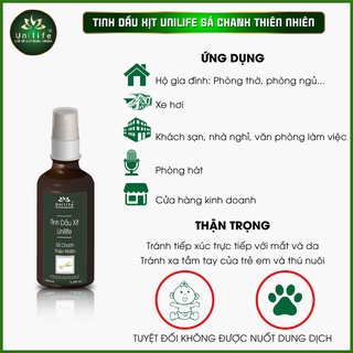 Tinh dầu khử mùi thiên nhiên cao cấp UNILIFE chai dạng xịt 100ml: xả chanh, quế