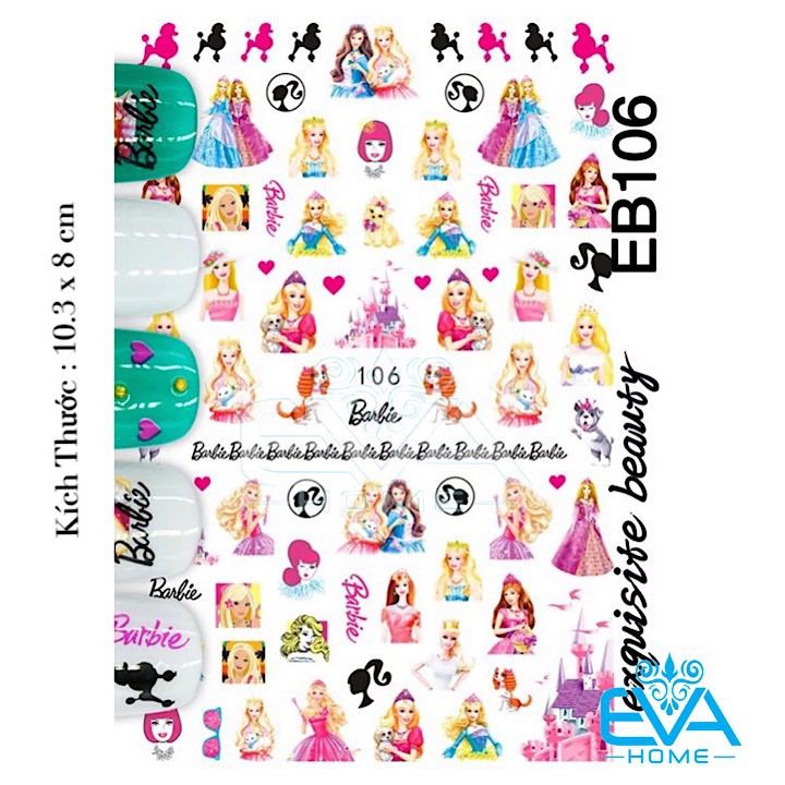 Decal Dán Móng Tay 3D Nail Sticker Hoạ Tiết Hoạt Hình Búp Bê Barbie EB106