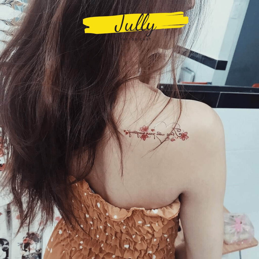 Hình xăm dán hoa chữ kí cho nữ, miếng dán chống nước, xăm tạm thời an toàn bền đẹp JULLY Tattoo chất