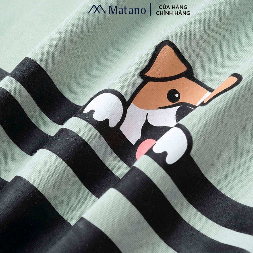 Áo thun nam cổ tròn ngắn tay MATANO AT082 phông in sọc ngang, vải cotton thấm mồ hôi, thoáng mát, co giãn thoải mái