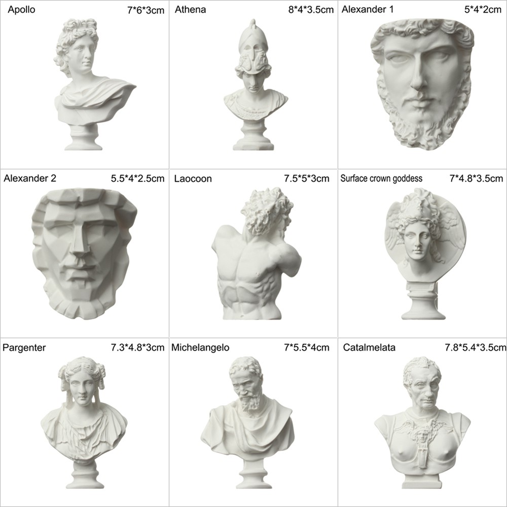 LUCKY Nordic Plaster Statue Mini Figurine Greek Mythology Gypsum Bust Portraits Celebrities Home Decor Desktop Ornament Drawing Practice Crafts Famous Sculpture