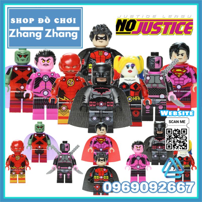 Đồ chơi Xếp hình No Justice Deathstroke Martian Manhunter - Flash Batman Robin - Sinestro Minifigures POGO PG8211