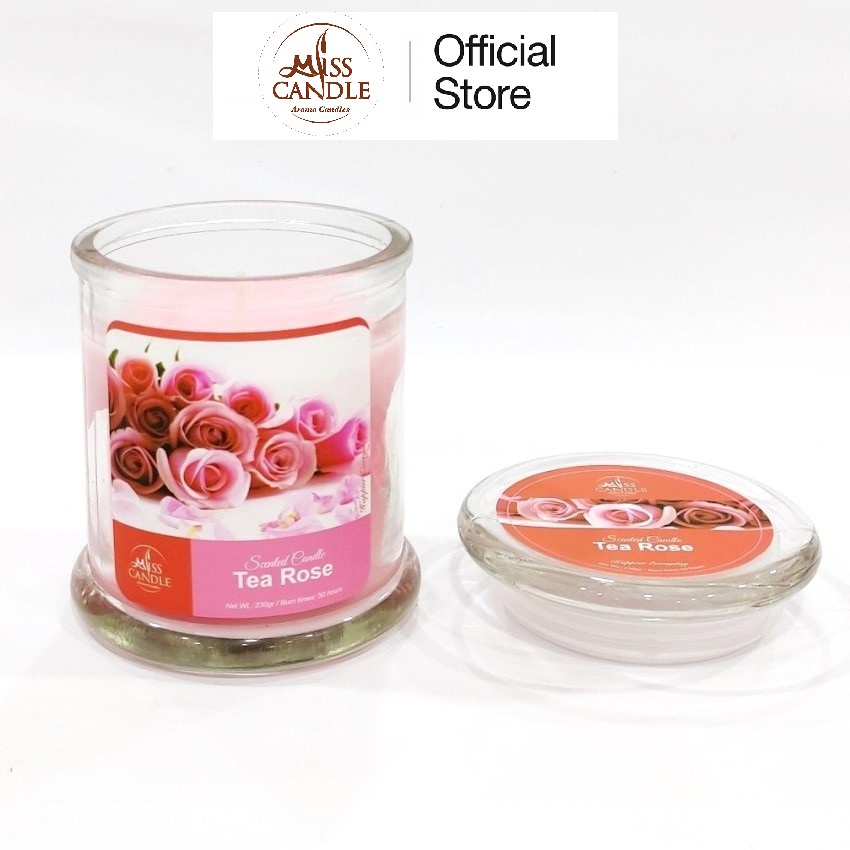 Nến thơm hũ Miss Candle NQM3414 Tea Rose 230g (Hương hoa hồng)