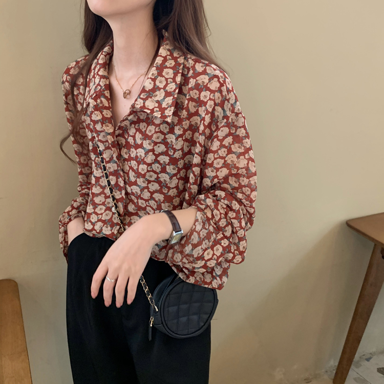 Áo SUXI kiểu tay dài dáng rộng chống nắng vải mỏng họa tiết hoa thời trang cổ điển cá tính
