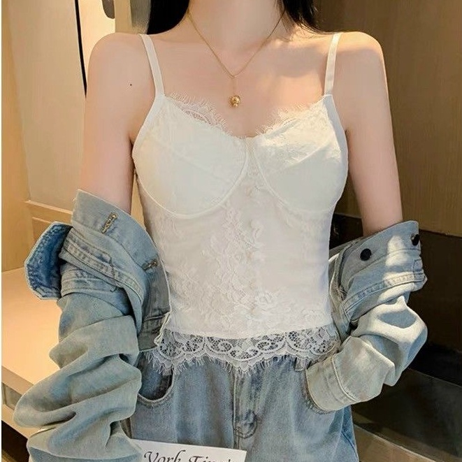 Áo Bra Ren  2 Dây Dáng Dài  Đính Khuy Kèm Mút Đệm 877