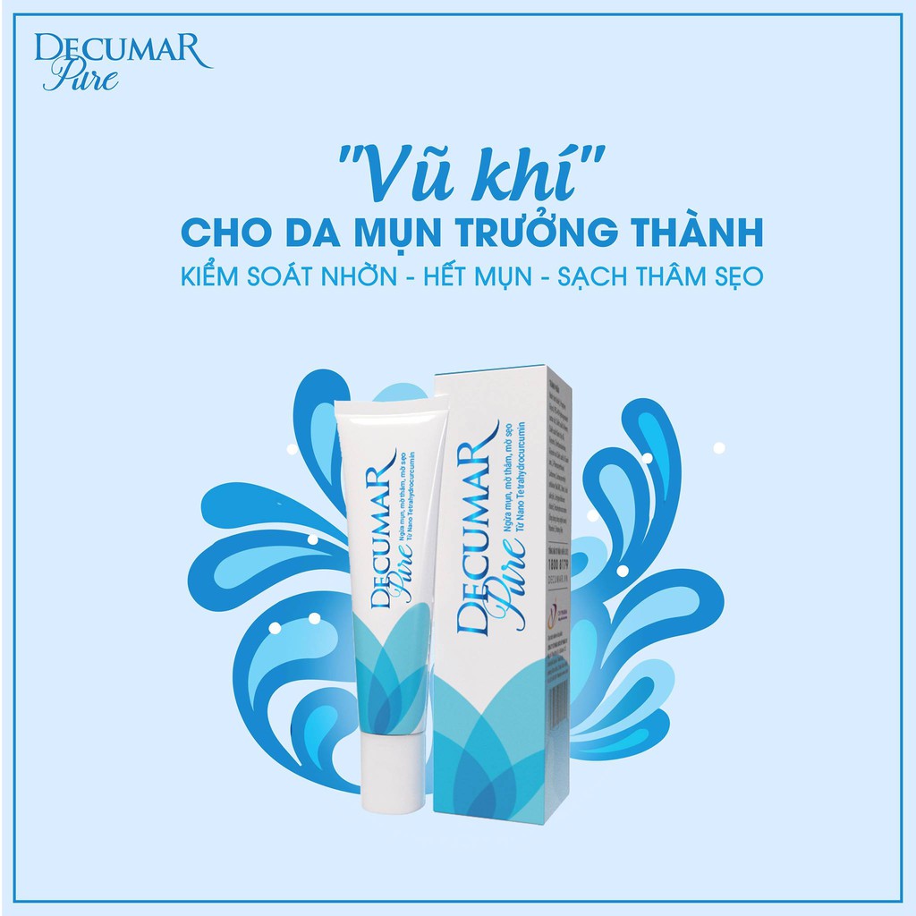 Bộ sản phẩm Ngừa mụn Nano THC Decumar Pure và sữa rửa mặt dạng Gel Decumar Clean 50gr