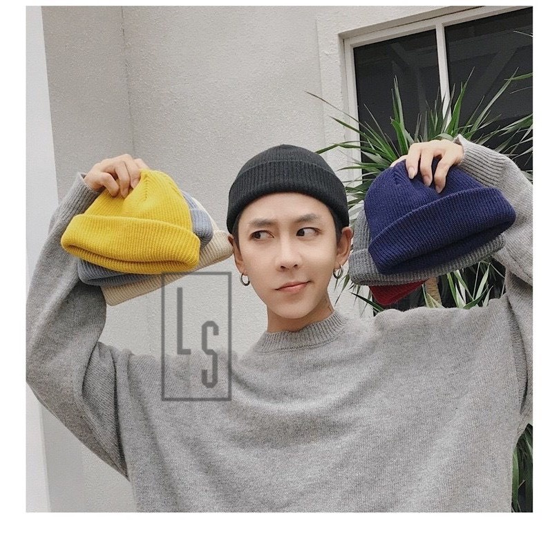Mũ Nón Len Beanie Trơn Basic Phong Cách Retro HipHop Hàn Quốc Nam Nữ Unisex