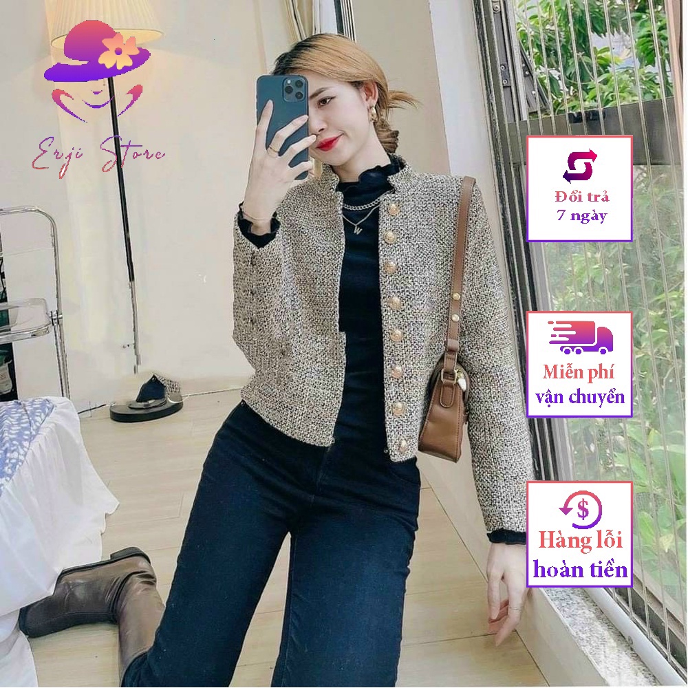 Áo khoác dạ quốc dân xám cúc đồng
