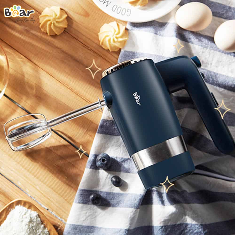 Máy đánh trứng cầm tay Bear  công suất mạnh mẽ 300W, 4 đầu khuấy inox 304, 10 cấp độ-Bảo hành 12 tháng