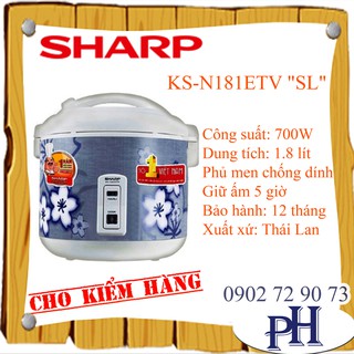 Nồi cơm điện nắp gài sharp ks-n181etv "sl" 1,8l