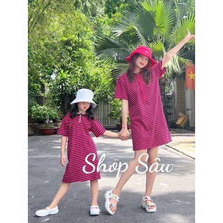Váy Đôi Mẹ và Bé NƠ LƯNG dáng suông