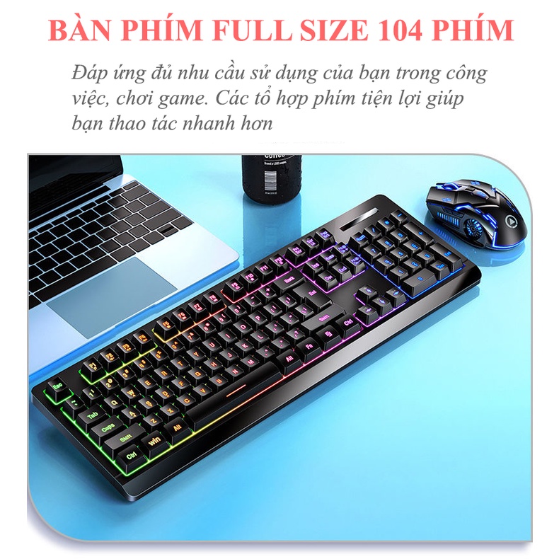 Bộ bàn phím chuột không dây HUYLONG HL-01 chuyên game có đèn led cực đẹp