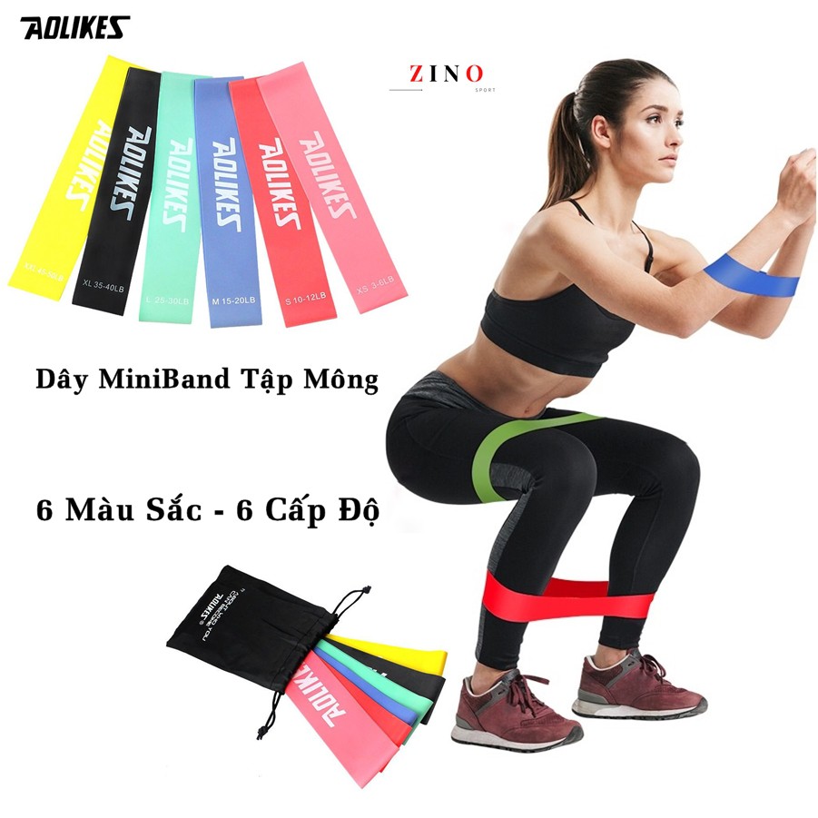 Dây Kháng Lực Tập Gym, Dây Mini Band Đàn Hồi Kháng Lực Tập Chân, Mông AOLIKES, Dụng Cụ Thể Thao, Đồ Tập Gym, Yoga