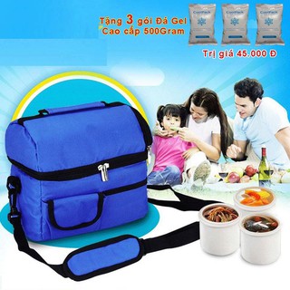 Túi giữ nhiệt hai ngăn giữ nóng - lạnh (sử dụng kèm đá khô giữ lạnh 3 bình sữa được 10-12 tiếng) Tặng 04 túi đá khô