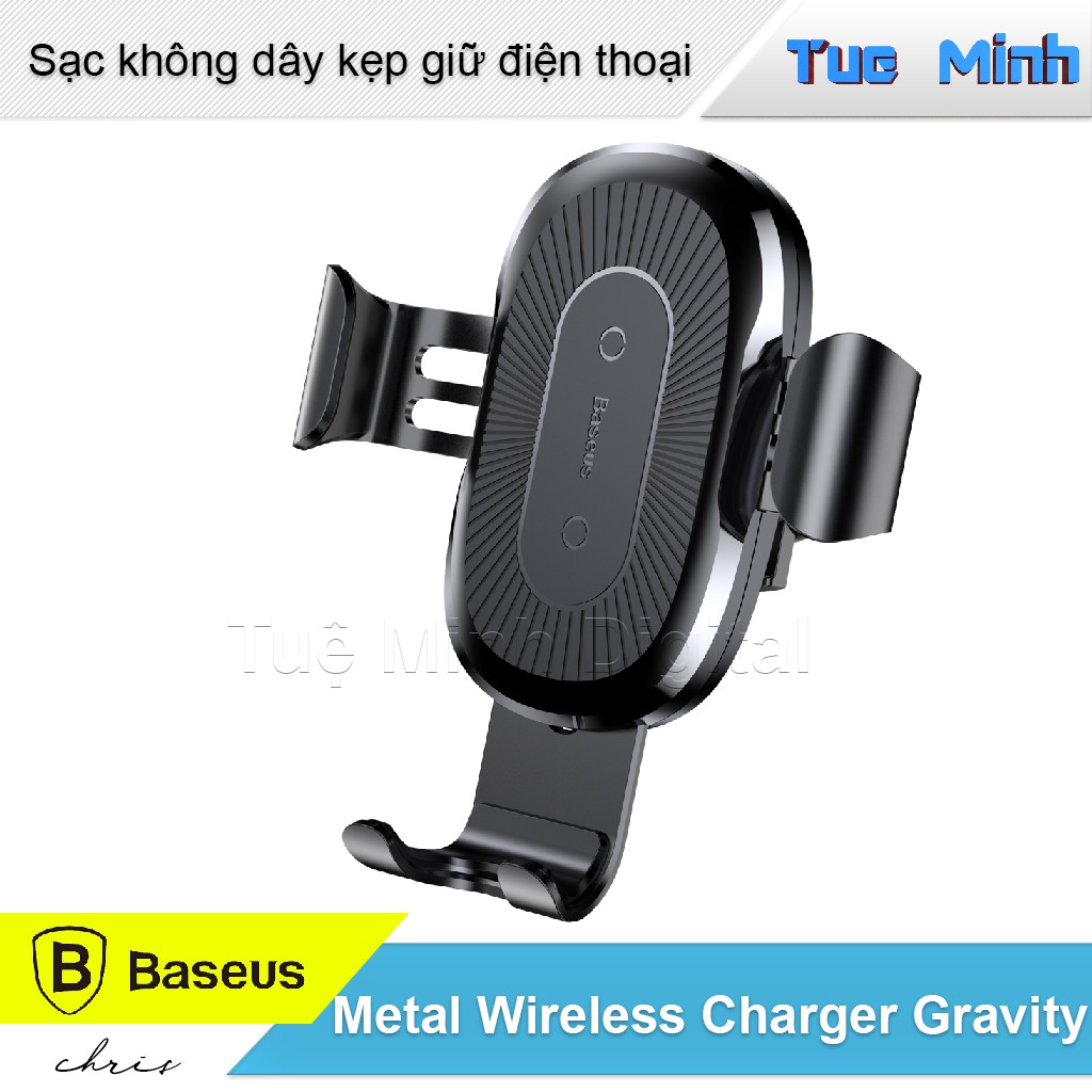 Sạc không dây kiêm giá kê kẹp giữ điện thoại trên cửa gió - Baseus Metal Wireless Charger Gravity Car Mount