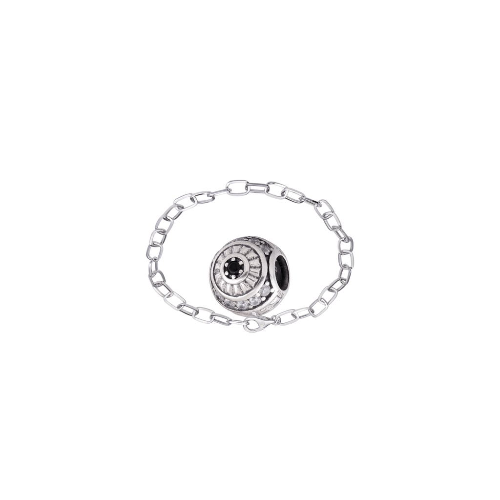 Hạt charm xỏ DIY PNJSilver hình tròn màu giả cổ ZT00K060020