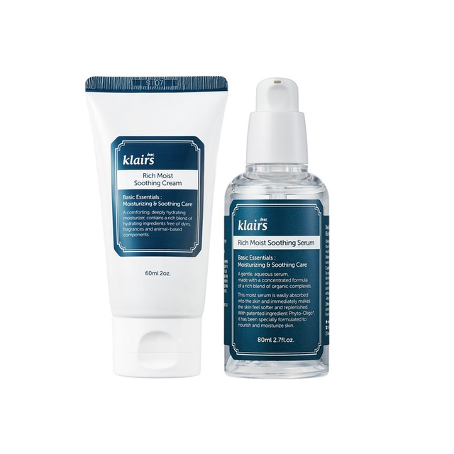 [Mã COS1904 giảm 8% đơn 300K] [Chính Hãng] Combo Tinh Chất + Kem Dưỡng Cấp Ẩm Klairs Rich Moist Soothing [80ml+60ml]