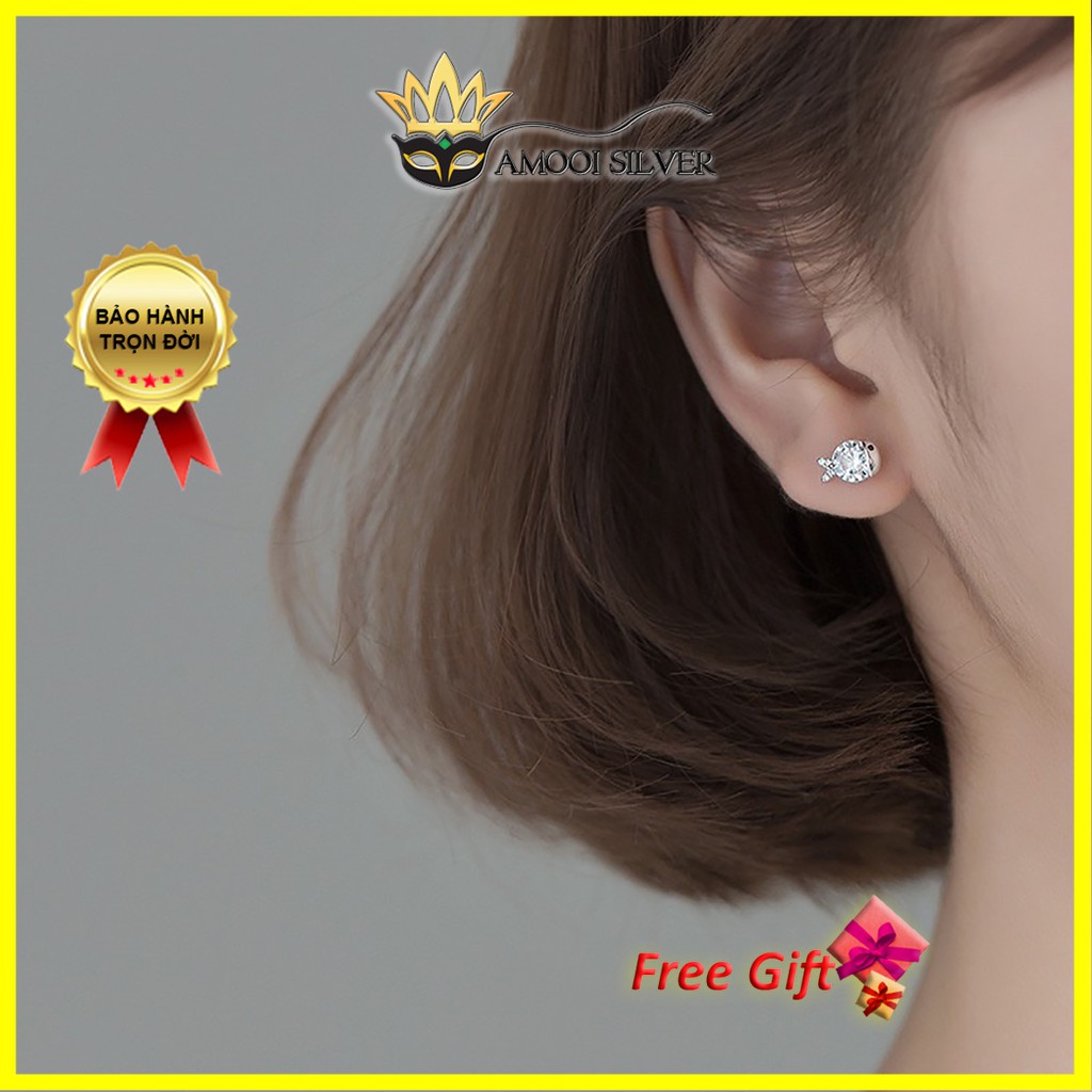 Bông tai bạc S925 con cá đá CZ - Amooi Silver AB151