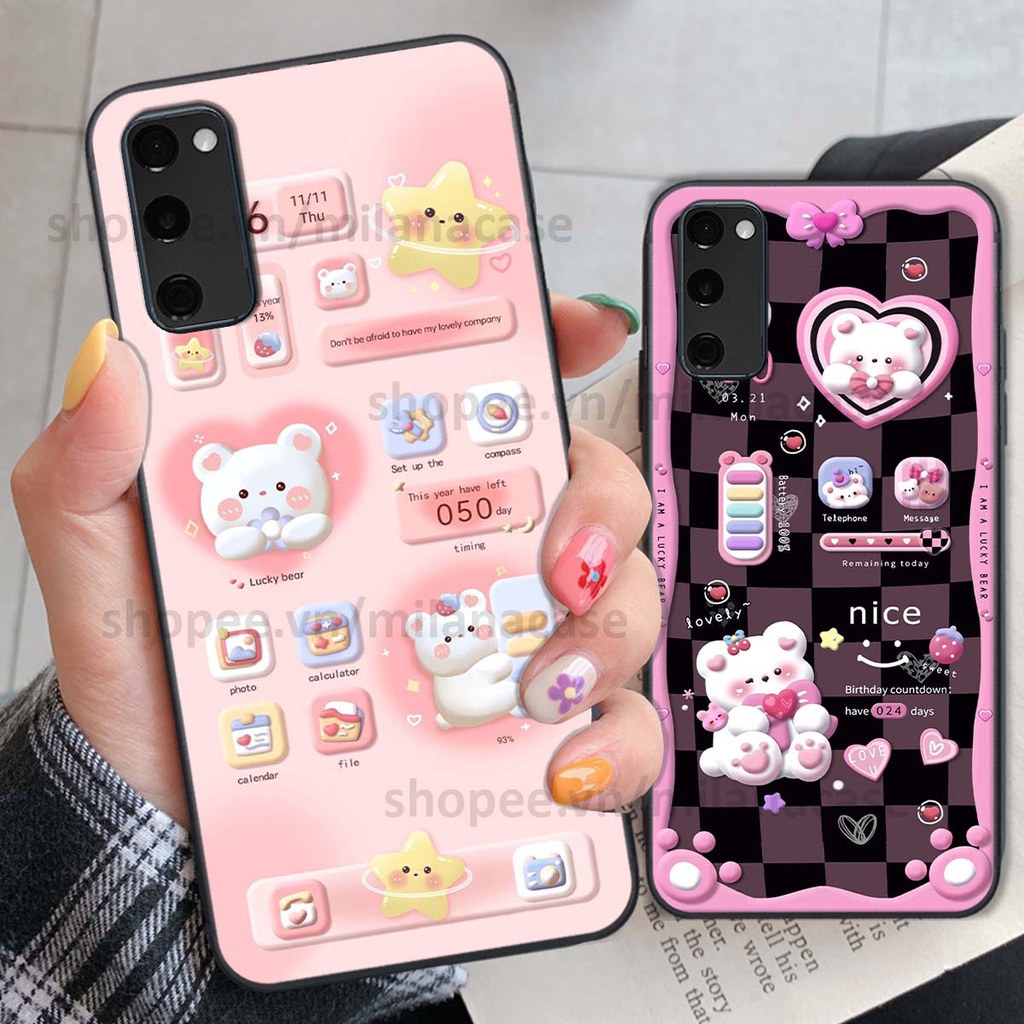 Ốp Samsung S20 Fe hình đồng hồ icon gấu mèo cute cực dễ thương ngộ nghĩnh
