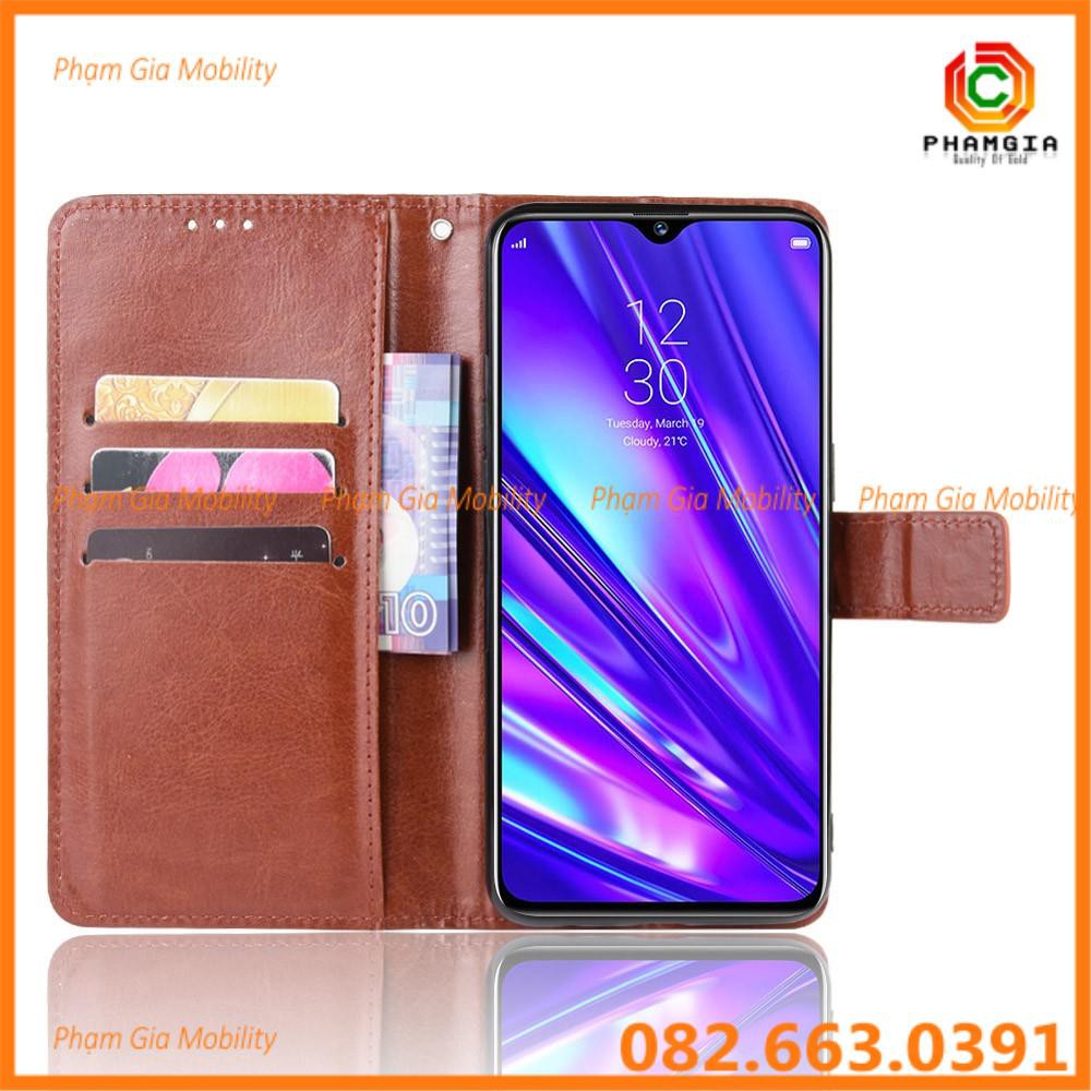 Bao da điện thoại Realme 6i da đẹp, mềm mịn, có ngăn để thẻ và chống xem phim