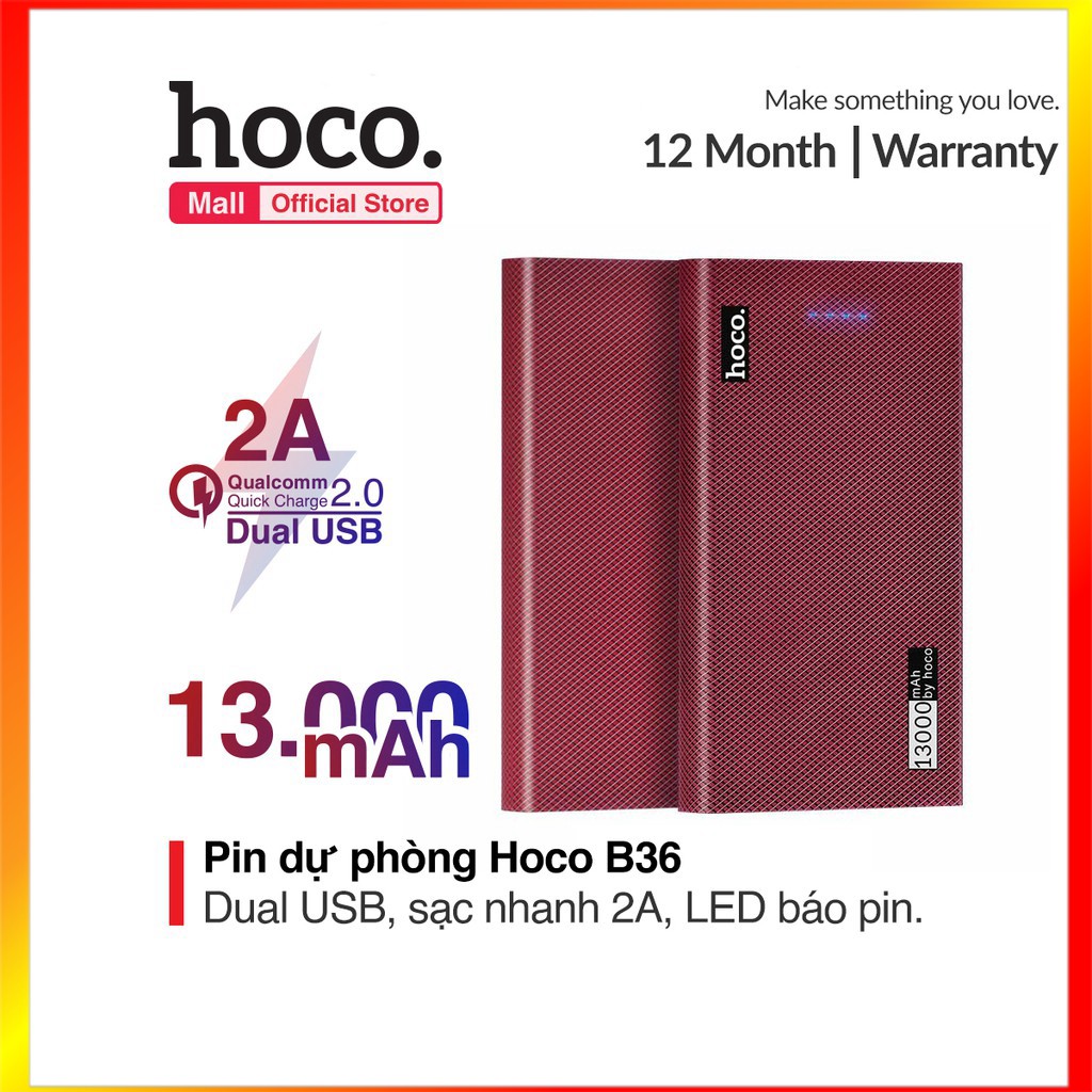 Sạc dự phòng HOCO B36 - 13000 mAh - 2 cổng sạc - MrPhukien