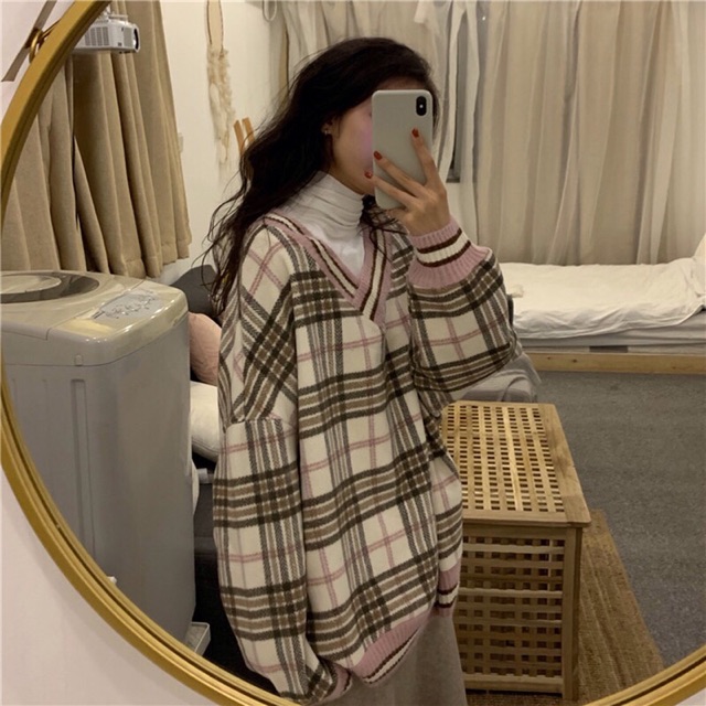 Áo Nỉ Len Kẻ Caro  sẵn hàng đủ size