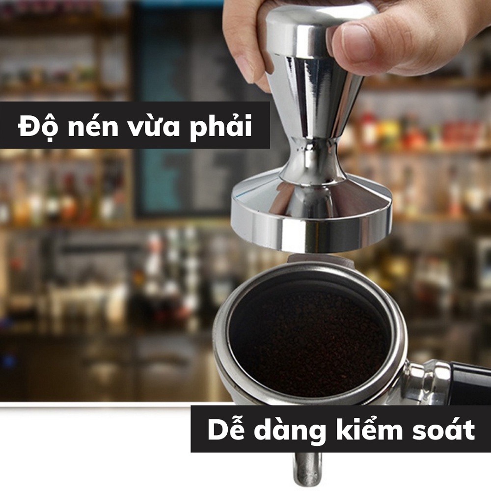 Tamper inox 304 51 mm nén cafe dụng cụ pha chế cà phê Espresso thép không gỉ chắc chắn đường kính 51-53-58 mm
