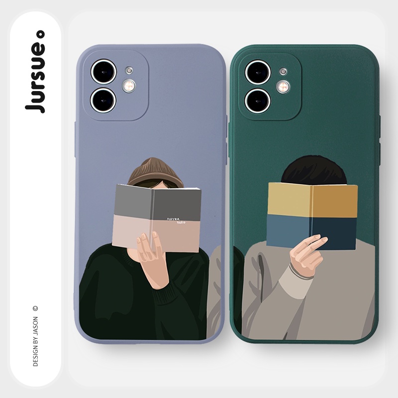 Ốp lưng JURSUE hoạt hình cặp đôi dễ thương đẹp cho iPhone 13 12 11 Pro Max SE 2020 X XR XS 8 7 ip 6S 6 Plus kute Y1935