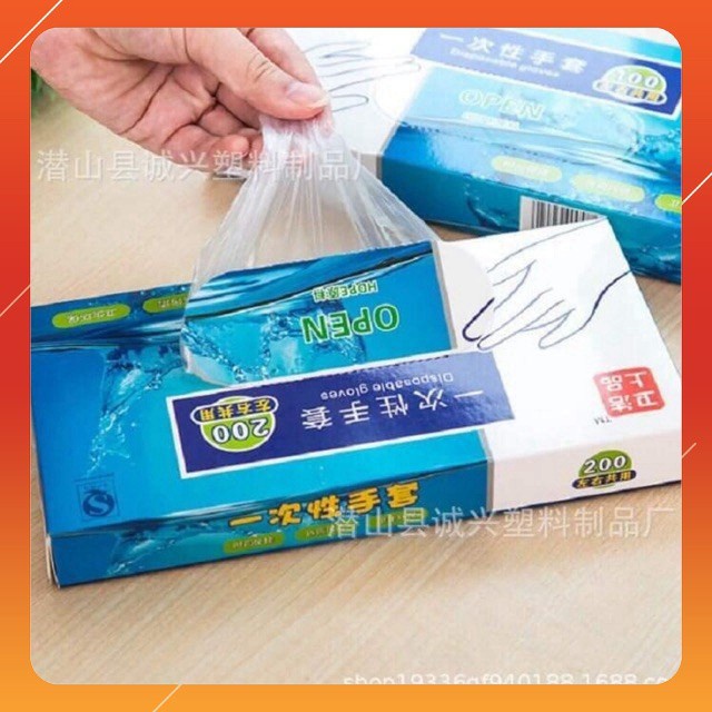 Hộp 100 / 200 Găng Tay Nilon Chế Biến Thực Phẩm Dùng 1 Lần