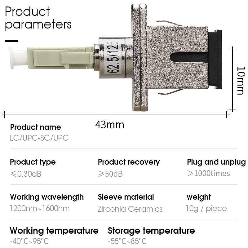 Đầu Nối Dây Cáp Quang Sc-Lc / Lc-Sc  ST Male to SC Female Hybrid Fiber Optic Adapter Converter Connector SM 9/125 Hybrid Adaptor