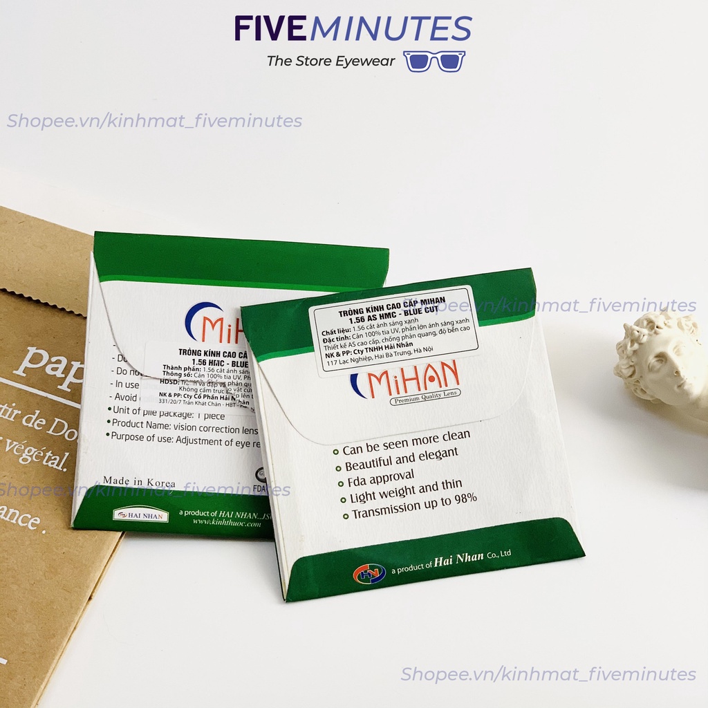 Tròng kính cận chống Ánh sáng xanh từ TV, ĐT Máy tính , chống UV400 Siêu trơn ( 0 - 6 độ ) Chiết suất 1.56