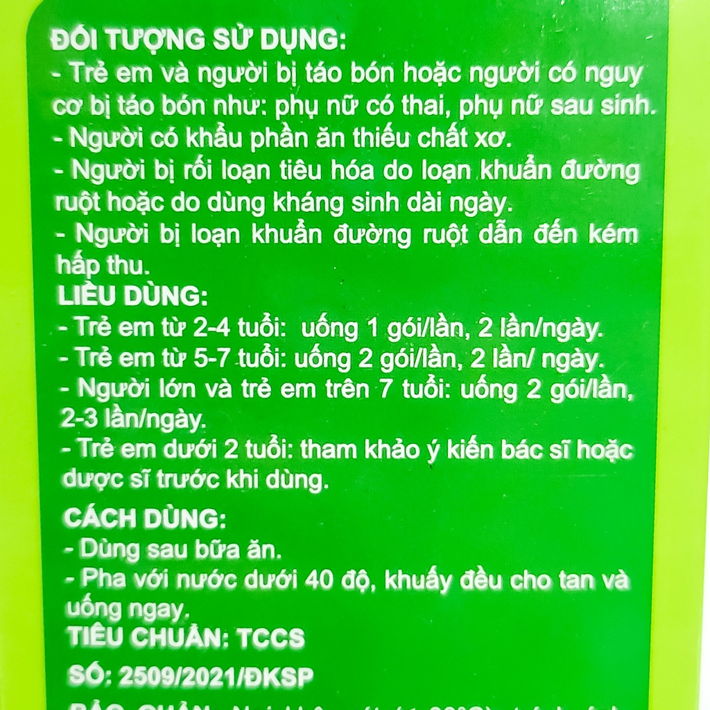 Men vi sinh bổ sung chất xơ hỗ trợ tiêu hoá Bio Acimin Fiber rau củ hộp 30 gói
