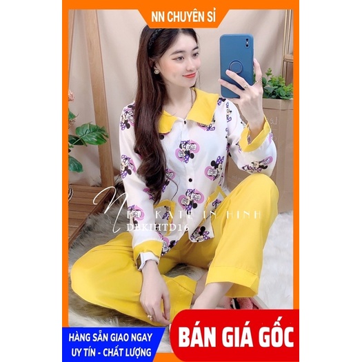 Đồ bộ nữ mặc nhà chất kate mềm mịn in hình bò sữa in hoạt hình dễ thương DBKIHTD16