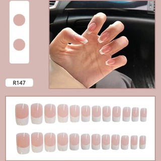 Bộ 24 móng tay giả đơn giản màu trắng thời trang