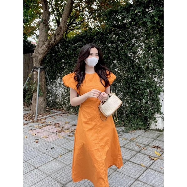 (XẢ HÀNG)Váy maxi tiểu thư dáng dài rút dây sau lưng /chất liệu thô mềm