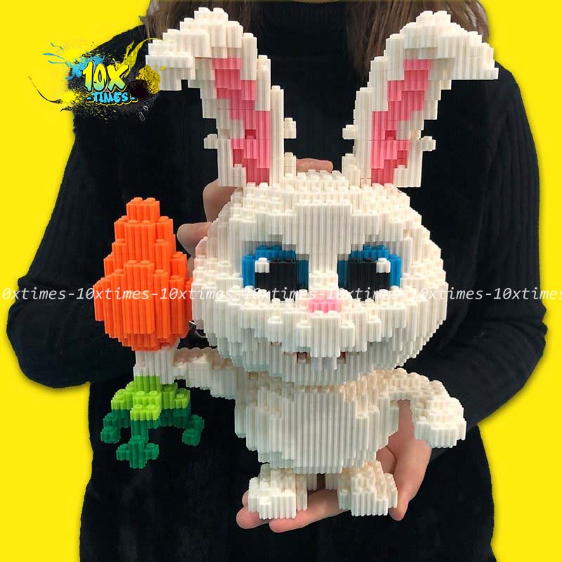 (17-30cm) đồ chơi lắp ráp 3d thỏ Snowball trắng dễ thương quà tặng sinh nhật trẻ em, quà tặng bạn trai bạn gái 10xtimes