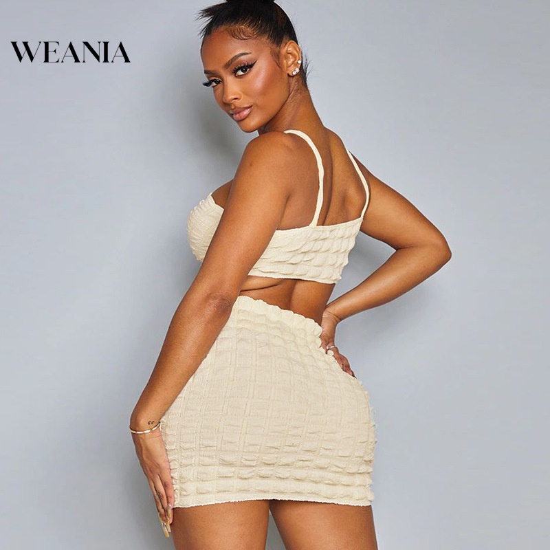 Bộ Áo hai dây + Chân Váy Phồng Cột Dây Gợi Cảm Thời Trang Mùa Hè