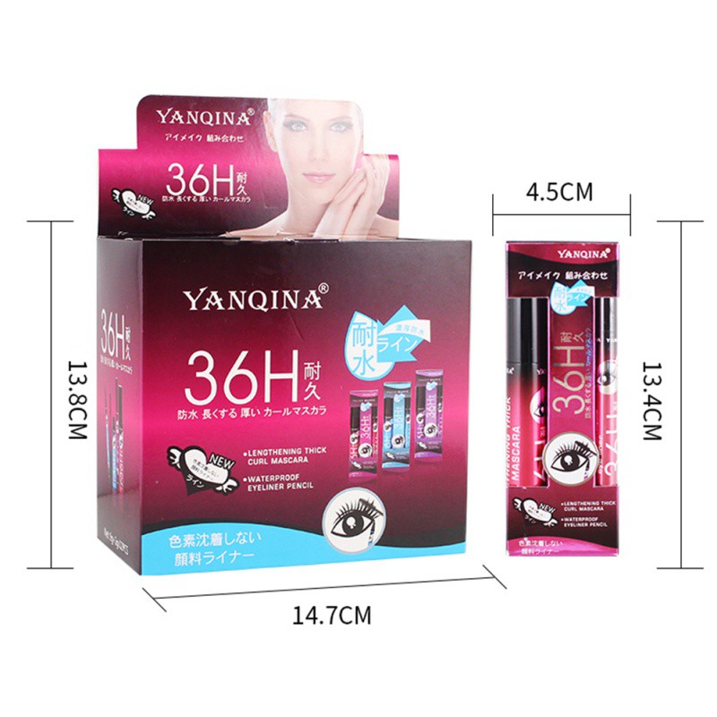 [Hàng mới về] Bộ bút kẻ mắt dạng lỏng + Mascara màu đen YANQINA 2 trong 1 bền màu dài lâu