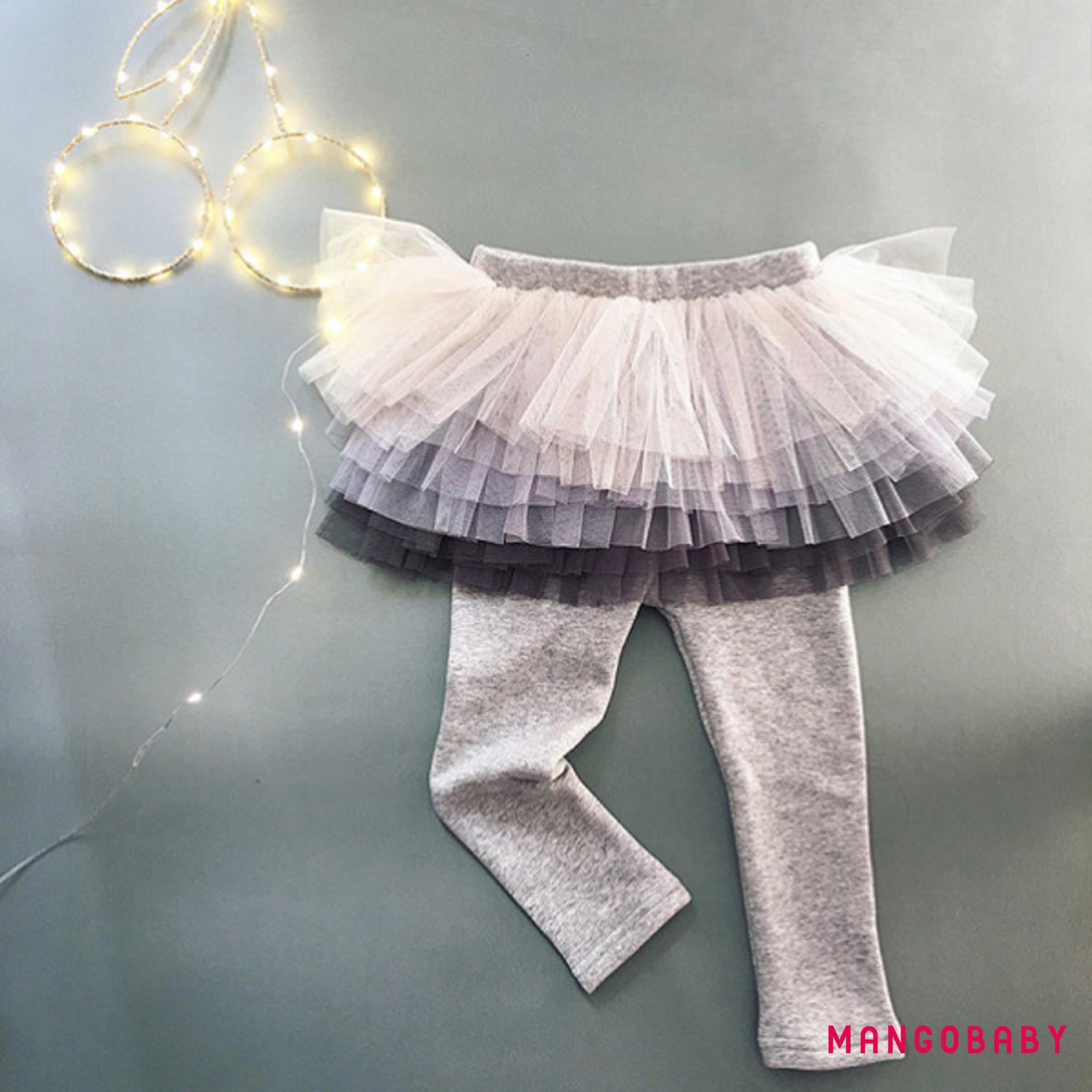 Quần Legging Phối Lưới Màu Gradient Phong Cách Hàn Quốc Dành Cho Bé Gái