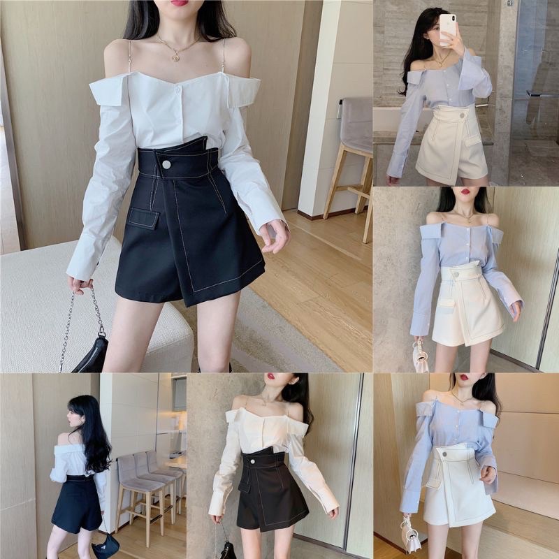 Chân váy viền chỉ quần giả váy