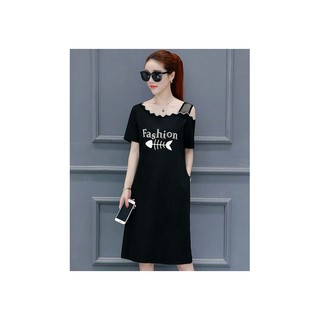 Đầm Lệch Vai In Họa Tiết