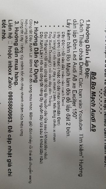 ĐÈN LED AUDI A9 lắp Xe Exciter 150 - Bo Mạch