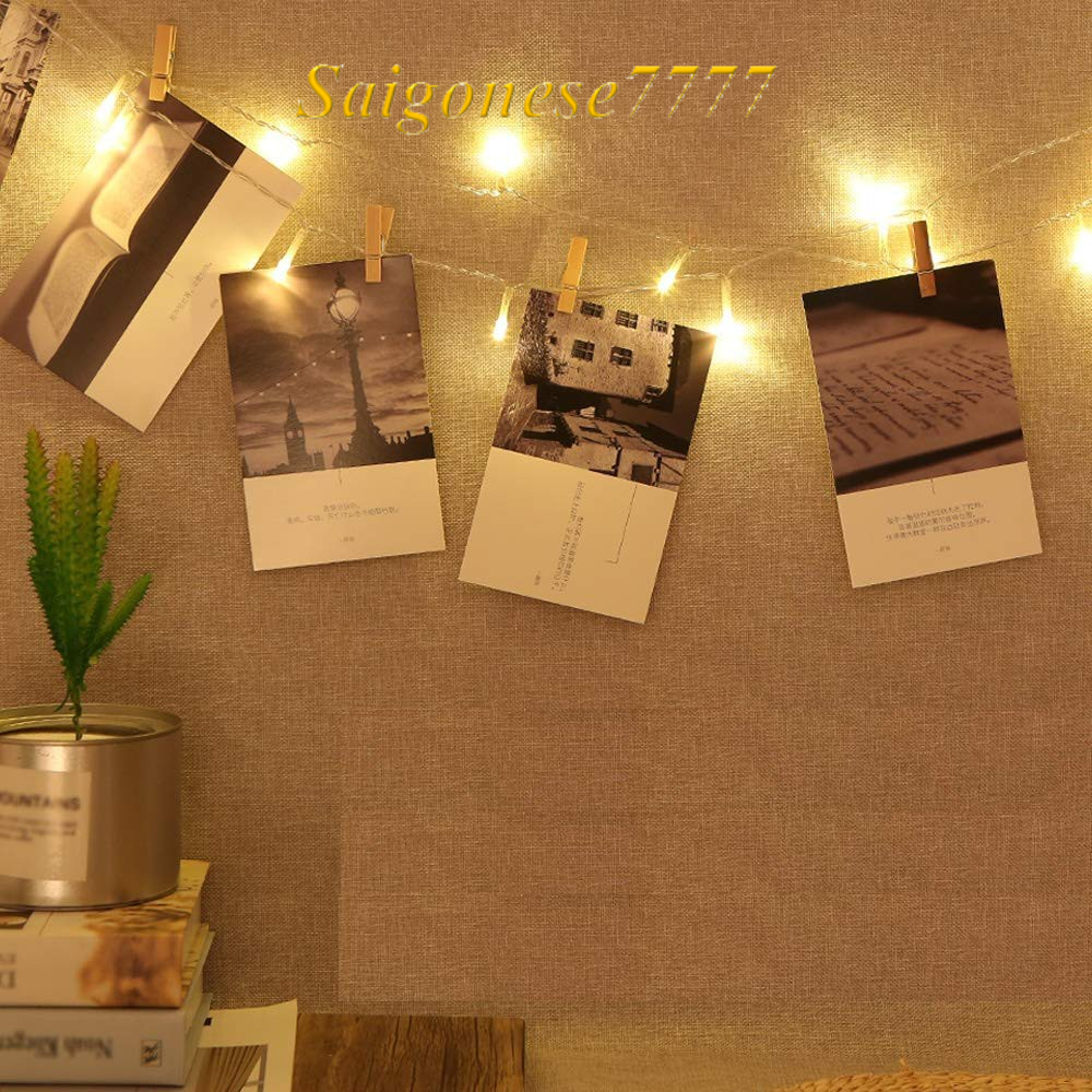 Combo Kẹp Ảnh Gỗ Thông Và Dây Đèn Led Decor Phòng Ngủ Đèn Trang Trí Noel Tiệc Tùng Kẹp Hình Nghệ Thuật