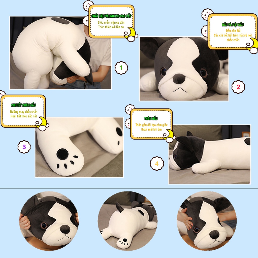 Gấu Bông Chó Bulldog Dễ Thương - Đồ Chơi Sang Trọng - Con Chó Búp Bê - Quà Tặng Sinh Nhật Cho Trẻ Em